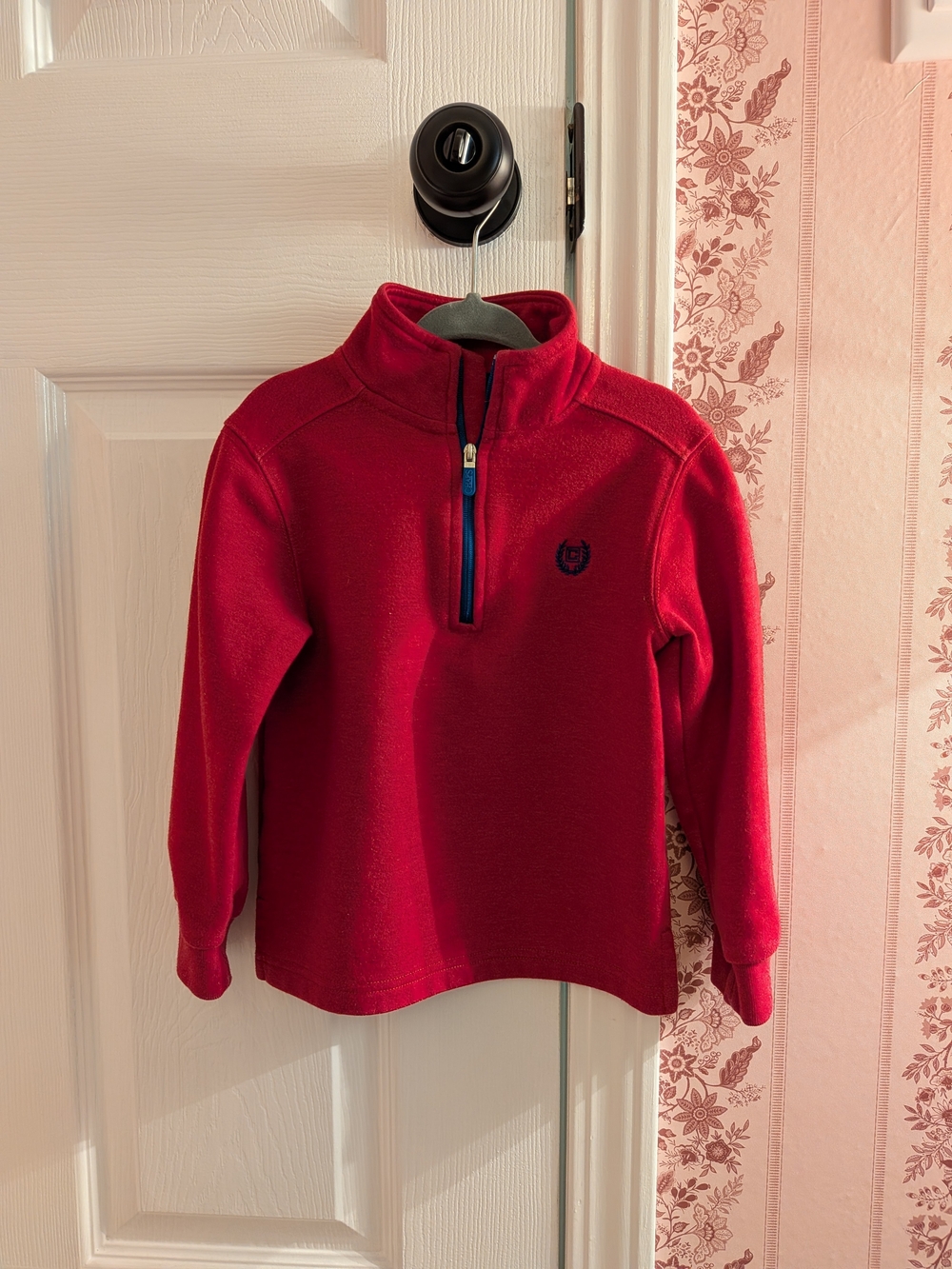 Chaps Red Kids Quarter-Zip Pullover with Blue Trim